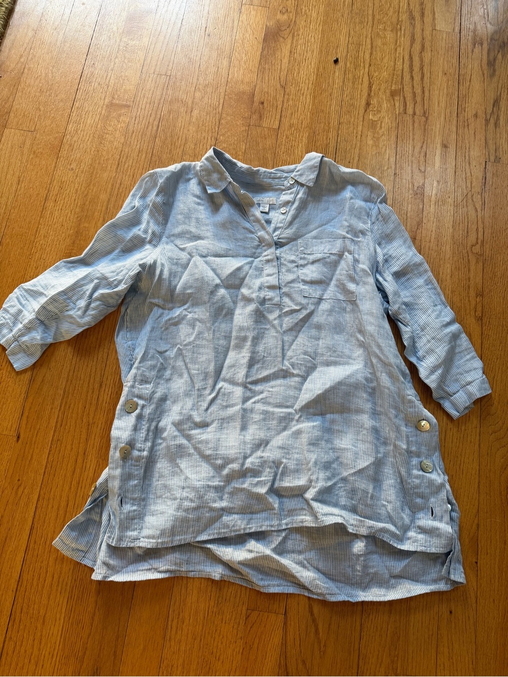 J.Jill Light Blue Longline Tunic petite Shirt